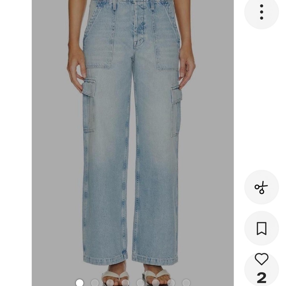 Light Wash Wide-Leg Cargo Jeans for Women